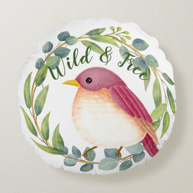 Wild & Free Song Bird  Round Cushion (Front)