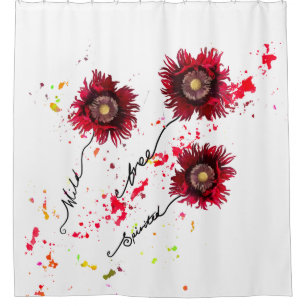 Wild Free Spirited poppies and paint splatter Shower Curtain
