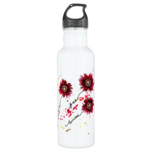 Wild Free Spirited ragged poppies paint splatter 710 Ml Water Bottle