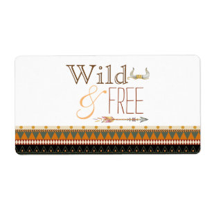 Wild Free Tribal Baby Shower Water Bottle Labels