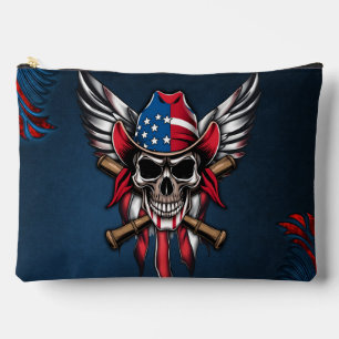Wild freedom, American skull with baseball bats.  Accessory Pouch