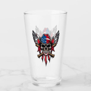 Wild freedom, American skull with baseball bats. Glass