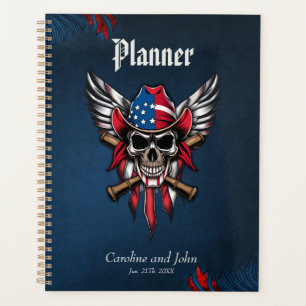 Wild freedom, American skull with baseball bats. Planner