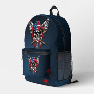 Wild freedom, American skull with baseball bats. Printed Backpack