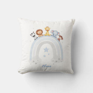 Wild Friends on a Rainbow Ride: Watercolor Animal Cushion