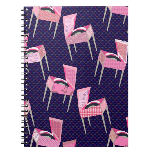 Wild Fun Pink Fifties Record Player Pattern Notebook (Front)