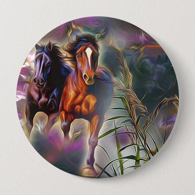 Wild gallop 10 cm round badge (Front)