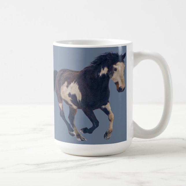 Wild Galloping Pinto American Paint Horse Coffee Mug (Right)
