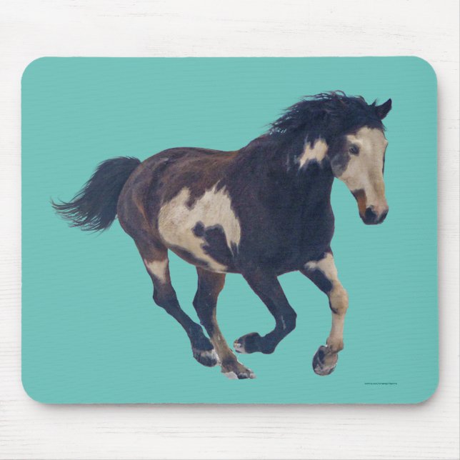 Wild Galloping Pinto American Paint Horse Mouse Pad (Front)