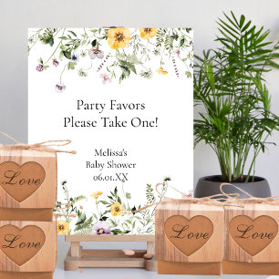 Wild garden blooms party favours take one sign