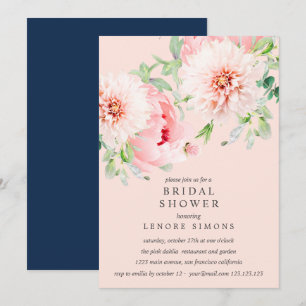 Wild Garden Dahlia Bouquet Bridal Shower Wedding Invitation
