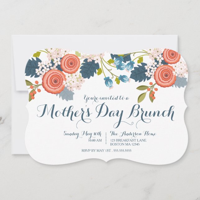 Wild Garden Floral Mother's Day Brunch Invitation (Front)