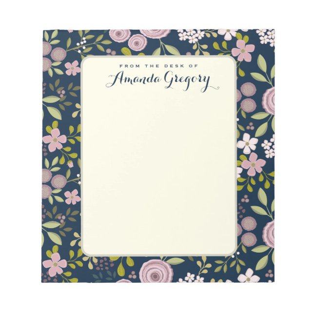 Wild Garden Floral Personalised Desk Notepad (Front)