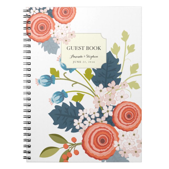 Wild Garden Floral Wedding Guest Book Notebook (Front)