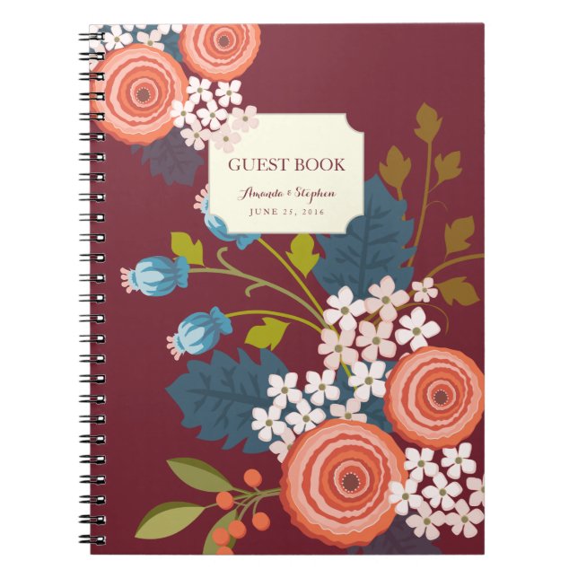 Wild Garden Floral Wedding Guest Book Notebook (Front)