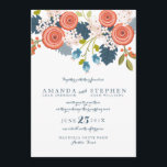 Wild Garden Floral Wedding Invitation<br><div class="desc">A lovely illustration adorns this Spring or Summer garden themed wedding invitation that is adorned with apricot and coral ranunculus flowers,  blush and pink cherry blossoms,  blue floral buds and assorted greenery. Apricot and blue colour scheme is trendy and contemporary.  Available in several different typography styles as well.</div>