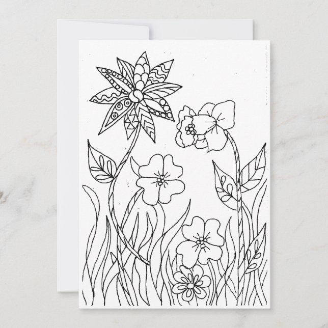 Wild Garden Flowers Colouring Card (Front)