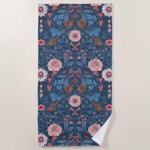 Wild garden in blue beach towel