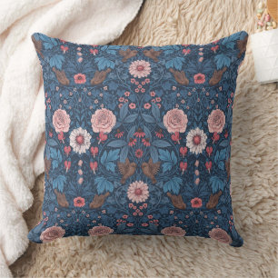 Wild garden in blue cushion