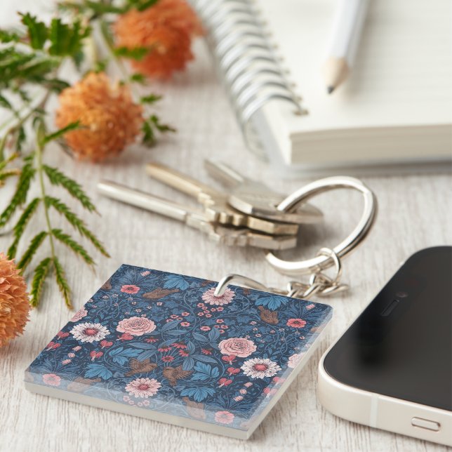 Wild garden in blue key ring (Front Right)