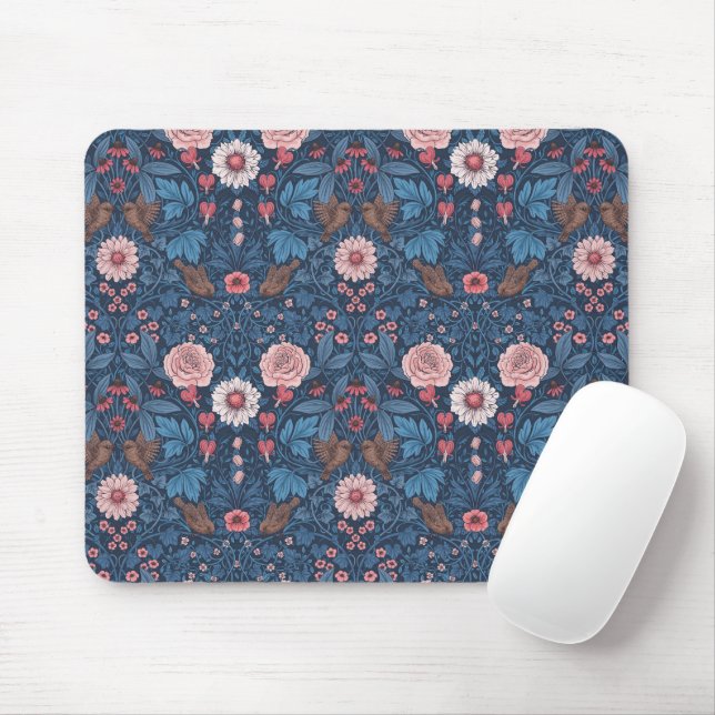 Wild garden in blue mouse pad (With Mouse)