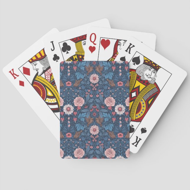 Wild garden in blue playing cards (Back)
