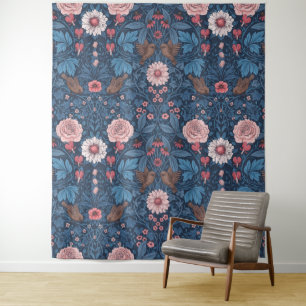 Wild garden in blue tapestry