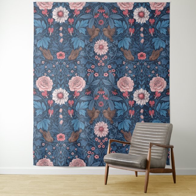 Wild garden in blue tapestry (In Situ)