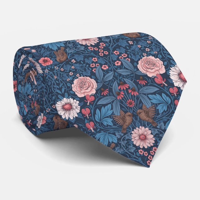 Wild garden in blue tie (Rolled)