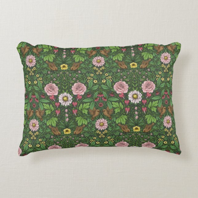 Wild garden in green decorative cushion (Front)