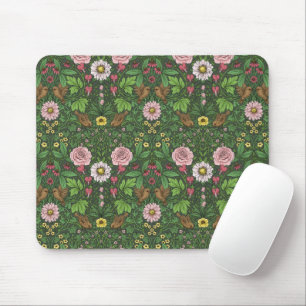 Wild garden in green mouse pad