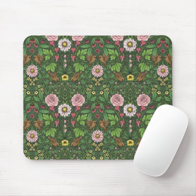 Wild garden in green mouse pad (With Mouse)