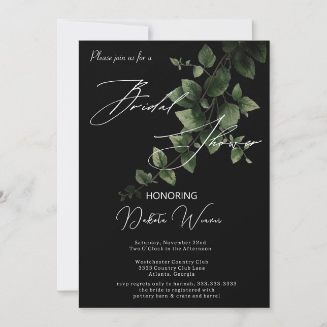 Wild Garden Leaves Bridal Shower Invitation (Front)
