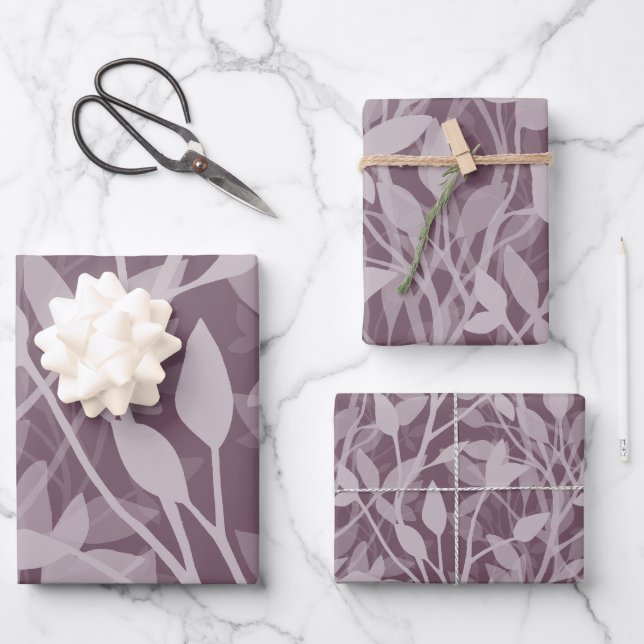 Wild Garden Mist Soft Botanical Foliage Wrapping Paper Sheet (Front)