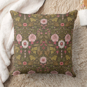 Wild garden on coffee brown cushion