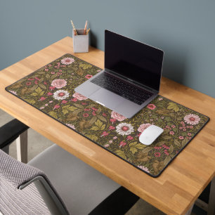 Wild garden on coffee brown desk mat