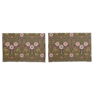 Wild garden on coffee brown pillowcase