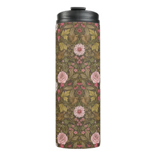 Wild garden on coffee brown thermal tumbler