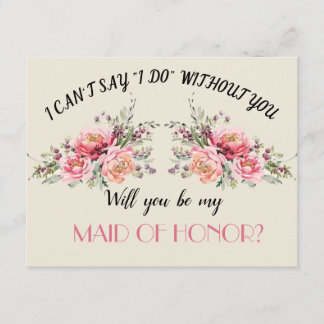 Wild Garden Wedding Will you be my Maid of Honour Invitation
