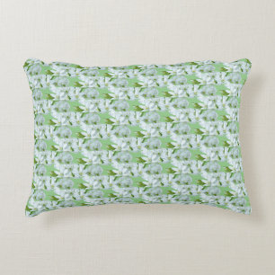 Wild Garlic Flowers Cust. BG Green Accent Pillow