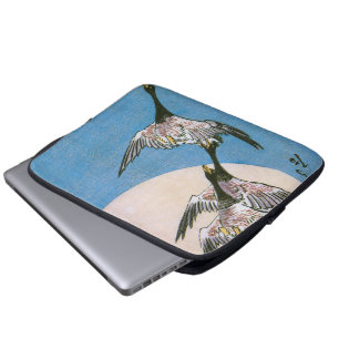 Wild Geese Flying Downward Across Moon, Hiroshige Laptop Sleeve