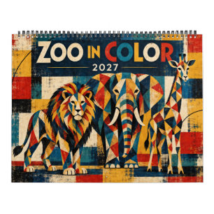 Wild Geometry 2027 – Colourful Zoo Animal Art Calendar