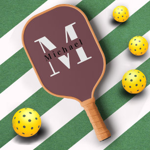 Wild Ginger Red Monogram Modern Simple Cute Pickleball Paddle
