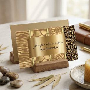 Wild Giraffe Snake Tiger Zebra Gold Mixed Prints Business Card