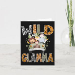 Wild Glamma 1st Birthday Zoo Safari Jungle Animal Card
