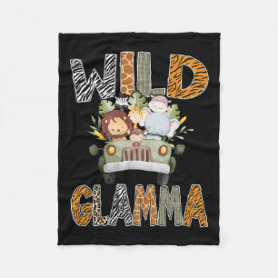 Wild Glamma 1st Birthday Zoo Safari Jungle Animal Fleece Blanket