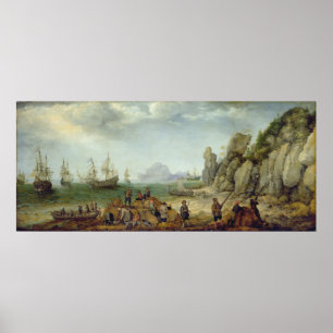 Wild goat hunting on the coast, 1620 poster