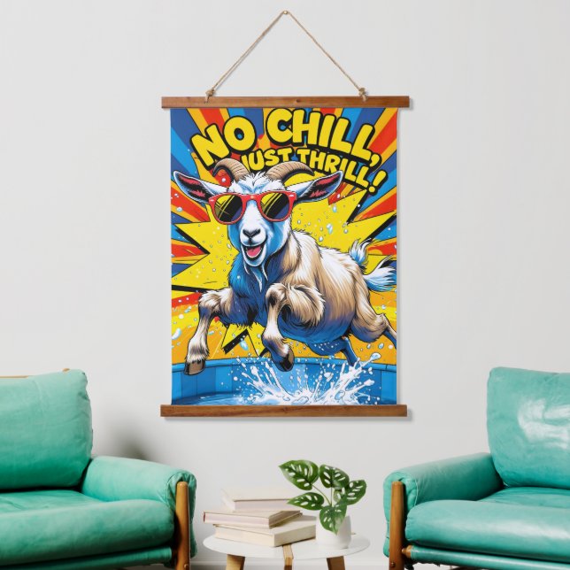 Wild Goat Summer Retro Pool Splash  Hanging Tapestry (Living Room)