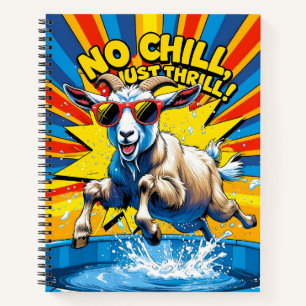 Wild Goat Summer Retro Pool Splash  Notebook