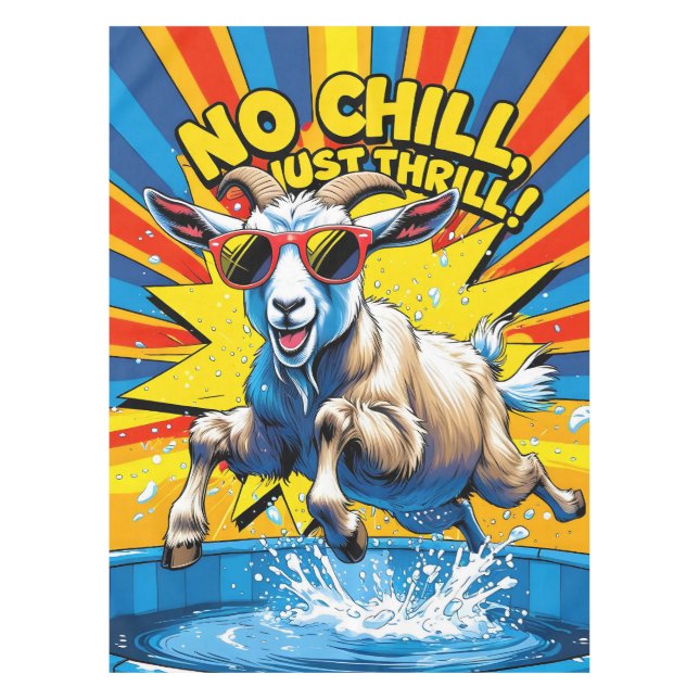 Wild Goat Summer Retro Pool Splash  Tablecloth (Front)